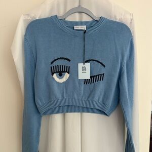 NWT Chiara Ferragni Light Blue Knit Top Size M